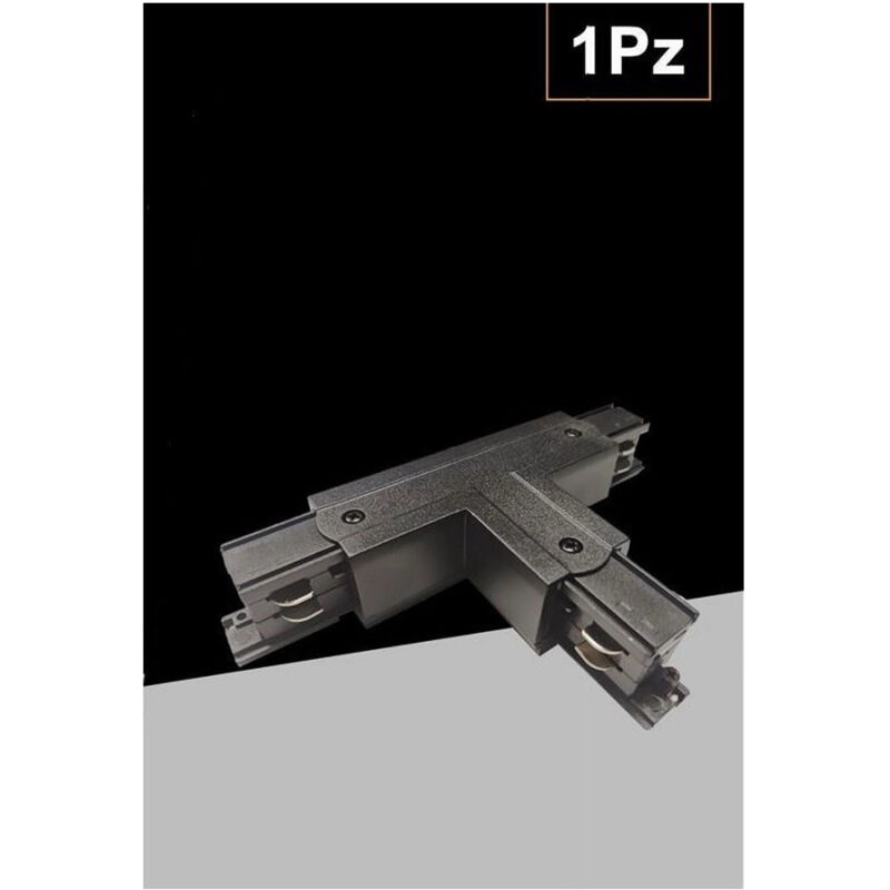 foto del prodotto trade shop traesio connettore di tipo a t giunto per binario trifase colore bianco nero gf071 t nero