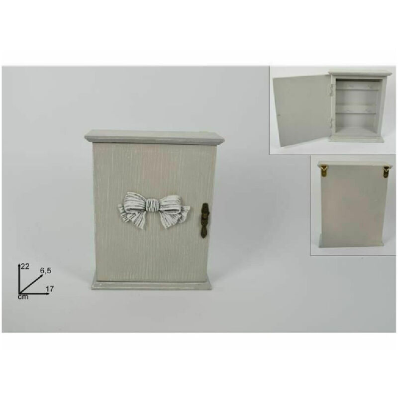 foto del prodotto trade shop traesio contenitore box cassetta porta chiavi portachiavi in legno con fiocco 17x22x6.5cm 