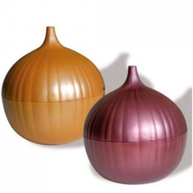 foto del prodotto trade shop traesio - contenitore colore viola cm 11 porta cipolla salva freschezza in plastica spezie cucina -
