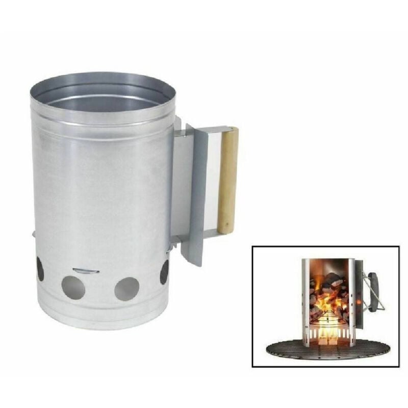 foto del prodotto trade shop traesio - contenitore per carbone barbecue bbq grill camino accendere carbonella -