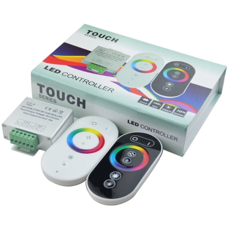 foto del prodotto trade shop traesio controller dimmer rgb telecomando touch rf 12 24v 18a per striscia led 5050 rgb 