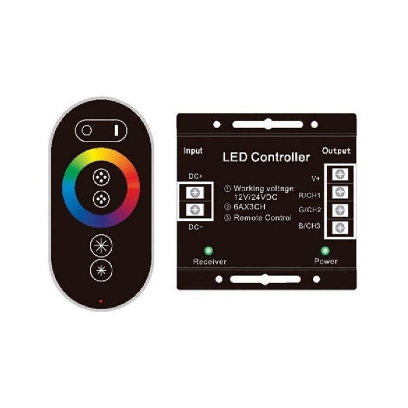foto del prodotto trade shop traesio controller led rgb con telecomando touch centralina strip striscia led 12v 