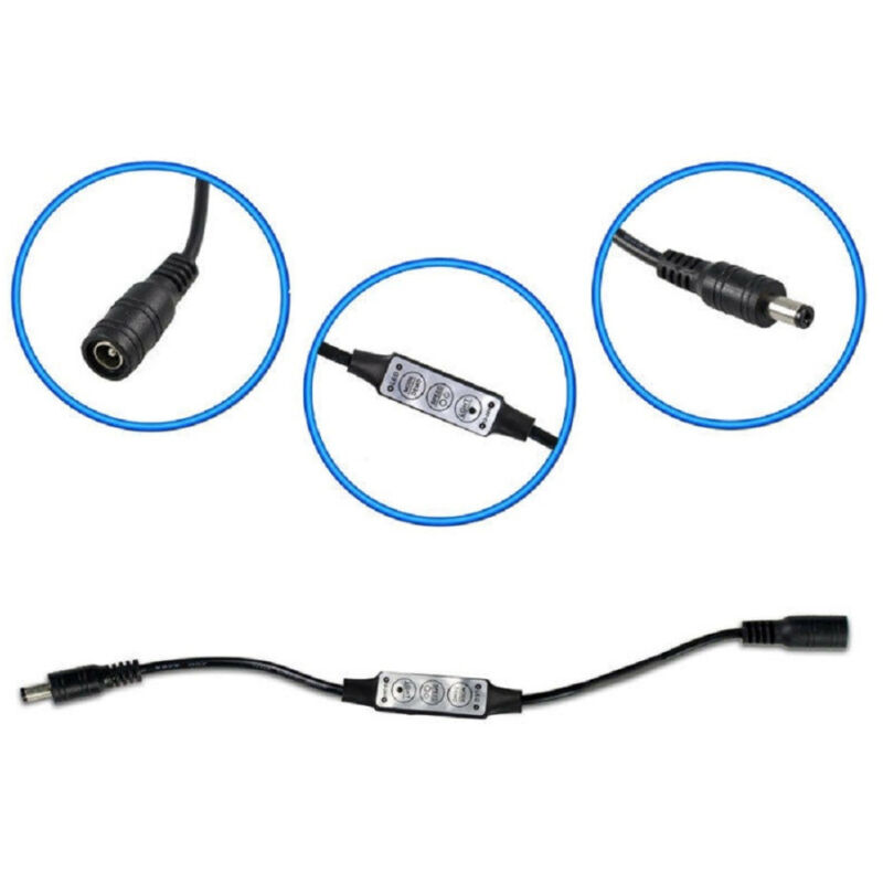 foto del prodotto trade shop traesio controller strisce led dimmerabile con connettore jack 5mm maschio a femmina nero