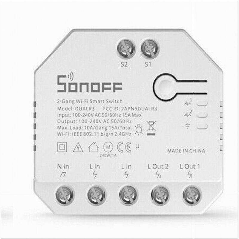 foto del prodotto trade shop traesio controllo vocale wifi alexa google home 2 canali domotica sonoff dual r3 
