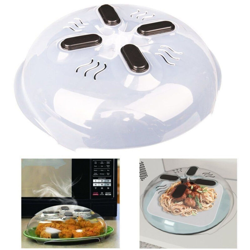foto del prodotto trade shop traesio coperchio paraschizzi con magneti per microonde con sfiato a vapore hover cover 