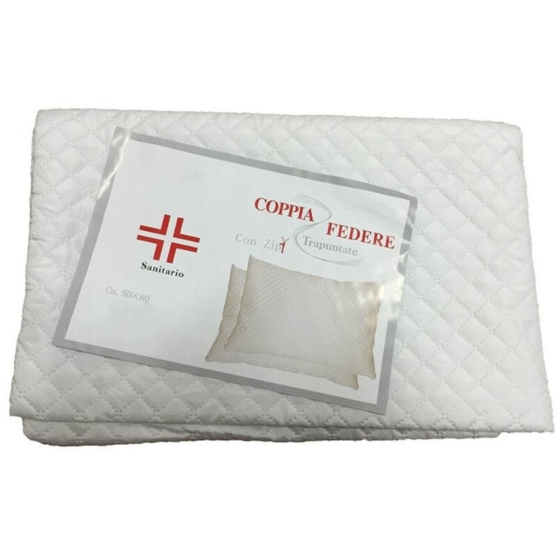 foto del prodotto trade shop traesio coppia copricuscino trapuntato federe cotone sanitario traspirante cerniera zip 