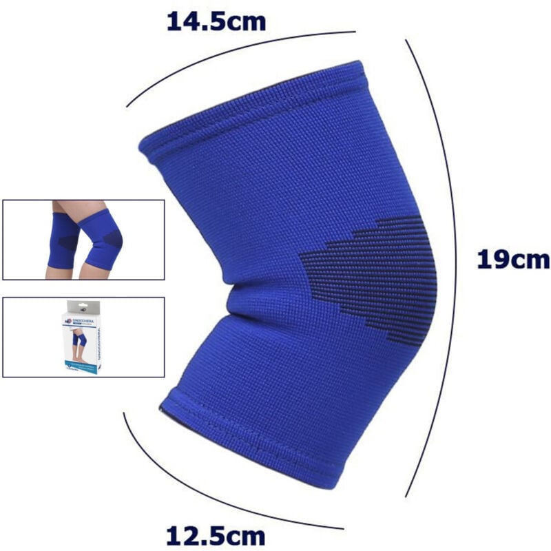 foto del prodotto trade shop traesio - coppia ginocchiere fascia elastica anallergica lavabile per bambini blu tg. m -