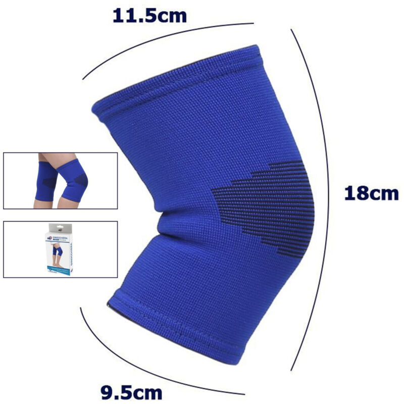 foto del prodotto trade shop traesio - coppia ginocchiere fascia elastica anallergica lavabile per bambini blu tg. s -