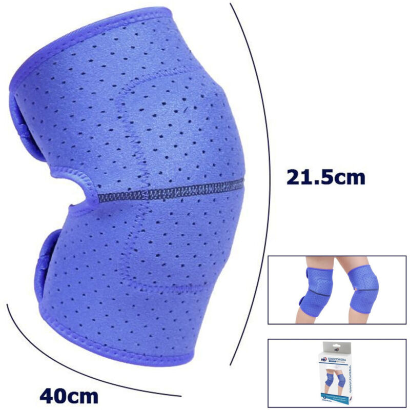 foto del prodotto trade shop traesio coppia ginocchiere fascia tutore anallergica lavabile per bambini colore blu m 