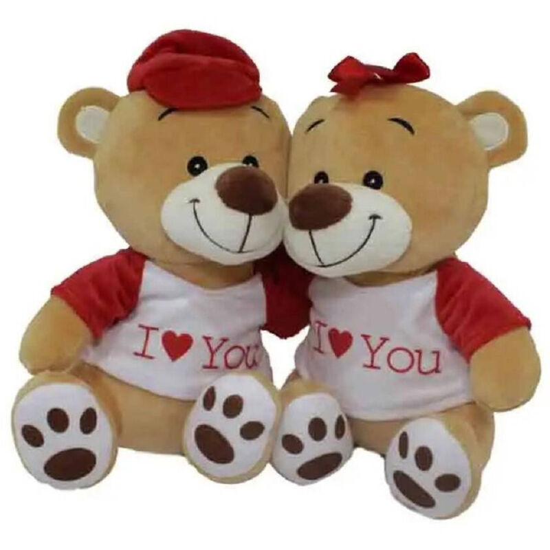 foto del prodotto trade shop traesio coppia orsi orsetti in peluche con maglia i love you 25cm san valentino 69413 