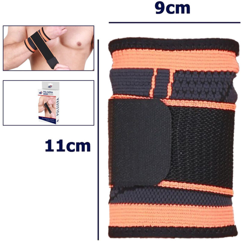 foto del prodotto trade shop traesio coppia polsini elastici per polso fitness sport anallergico protezione arancione 