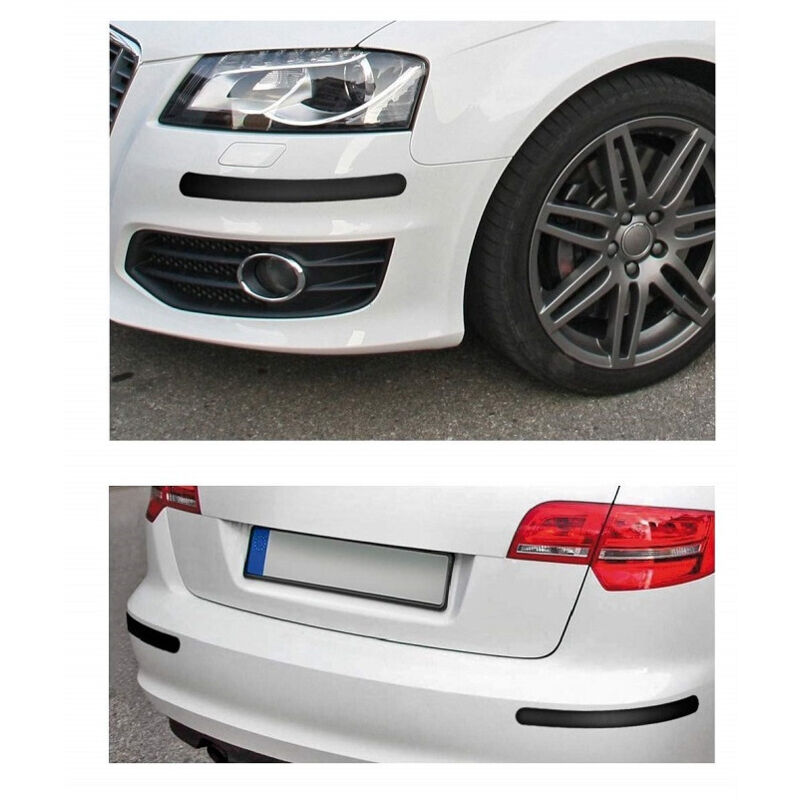 foto del prodotto trade shop traesio - coppia protezioni per paraurti spoilers antiurto 52x370mm gomma nero adesivo auto -