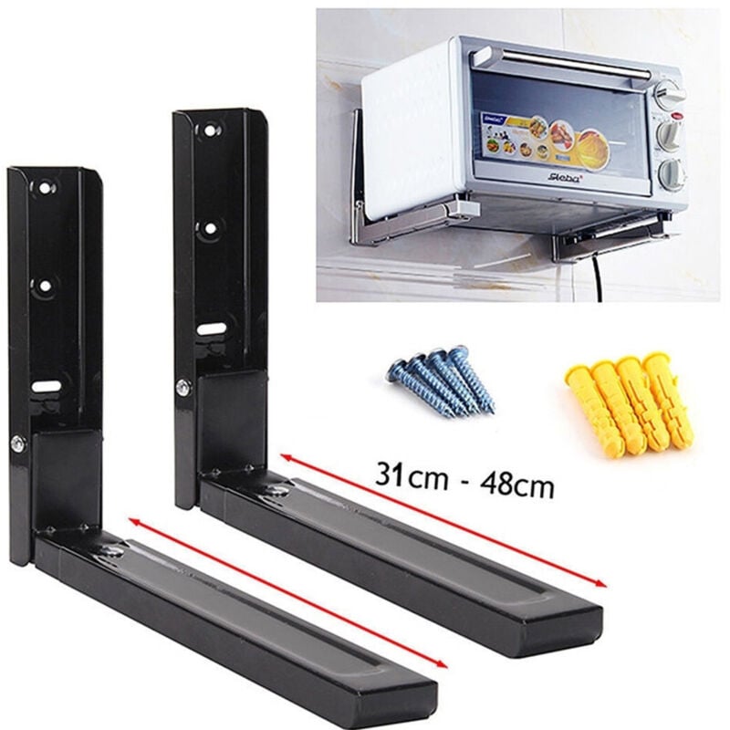 foto del prodotto trade shop traesio coppia staffe a parete per sospensione forno a microonde 2 x supporti nero 