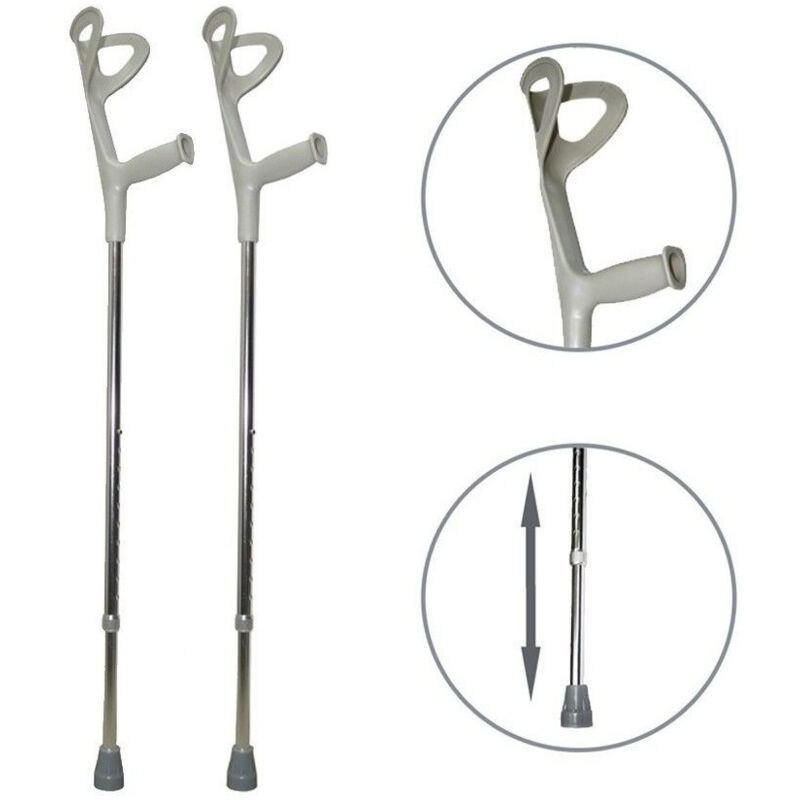 foto del prodotto trade shop traesio coppia stampelle canadesi stampella in alluminio altezza regolabile lega leggera 