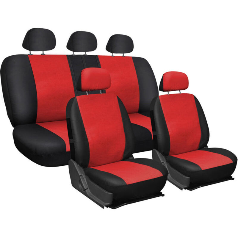 foto del prodotto trade shop traesio copri sedili coprisedili universali per tutte le auto bicolore rosso e nero 