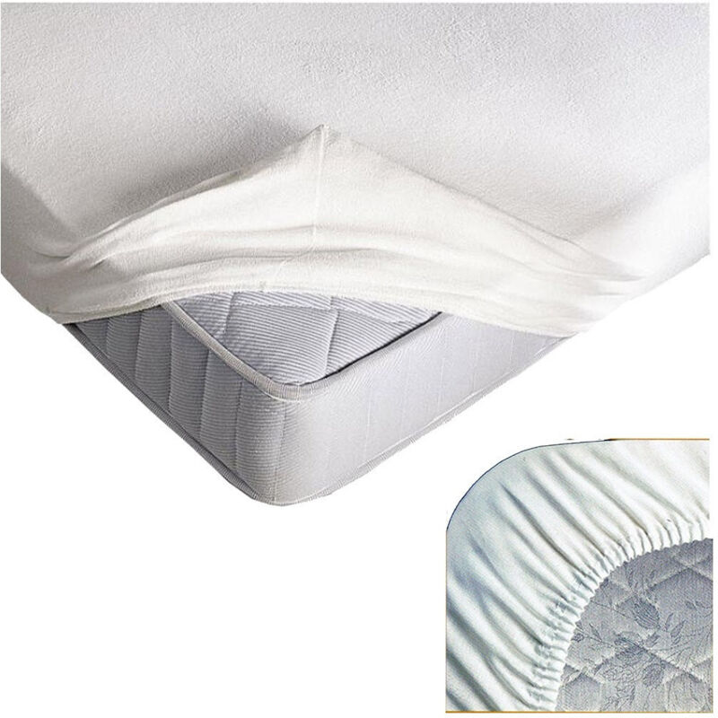 foto del prodotto trade shop - traesio - coprimaterasso matrimoniale salvamaterasso spugna con angoli elasticizzato 1,8x2 -