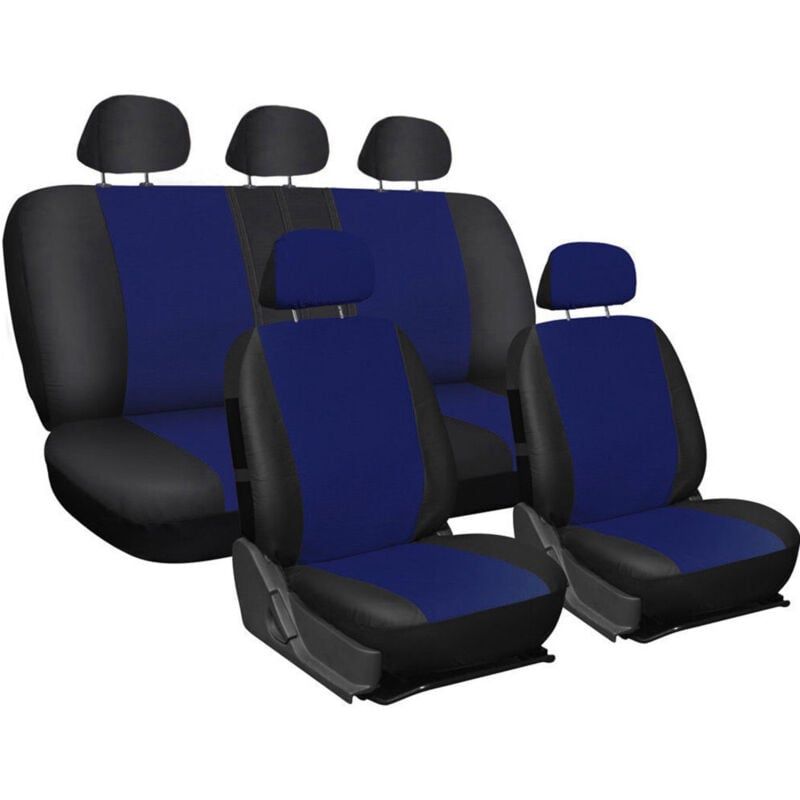 foto del prodotto trade shop traesio coprisedili universali per auto in cotone bicolore blu scuro e nero copri sedile 