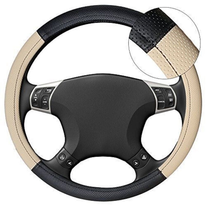 foto del prodotto trade shop traesio coprivolante copri volante diametro 38 presa comfort auto nero beige 