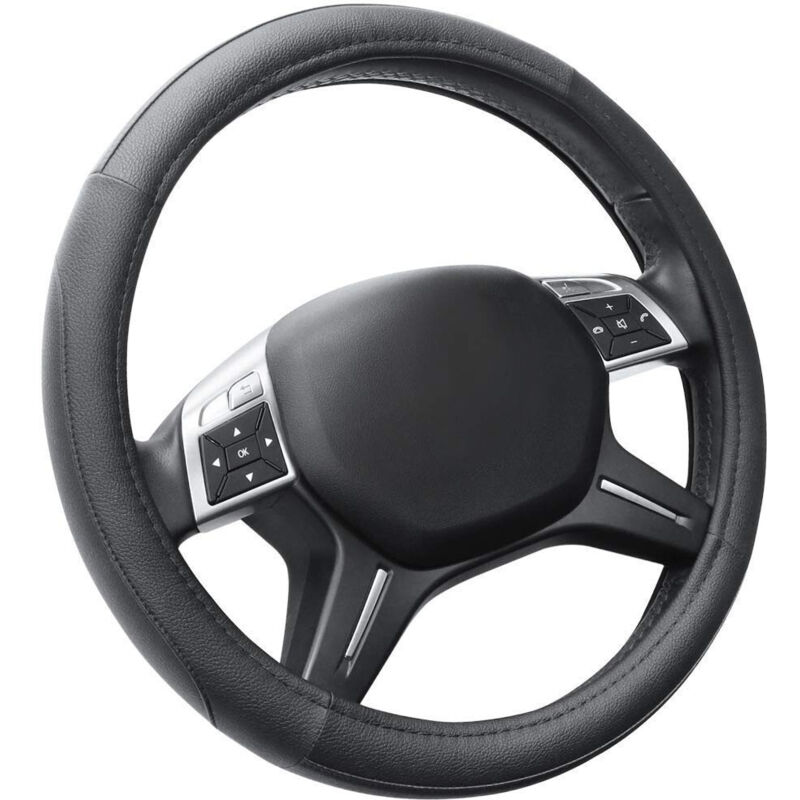 foto del prodotto trade shop traesio - coprivolante copri volante universale per auto nero 37-39cm con presa comfort -