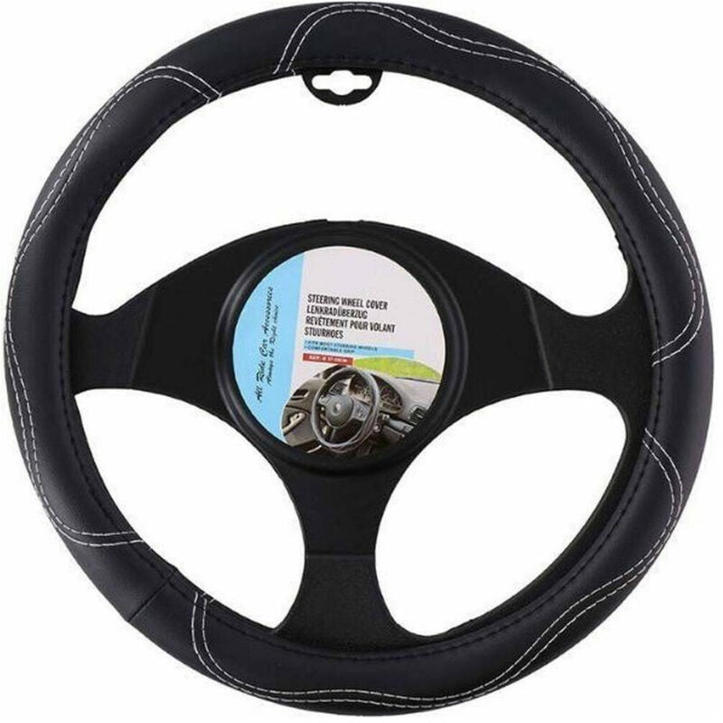 foto del prodotto trade shop traesio - coprivolante universale auto in ecopelle copertura sterzo macchina camper 38cm -