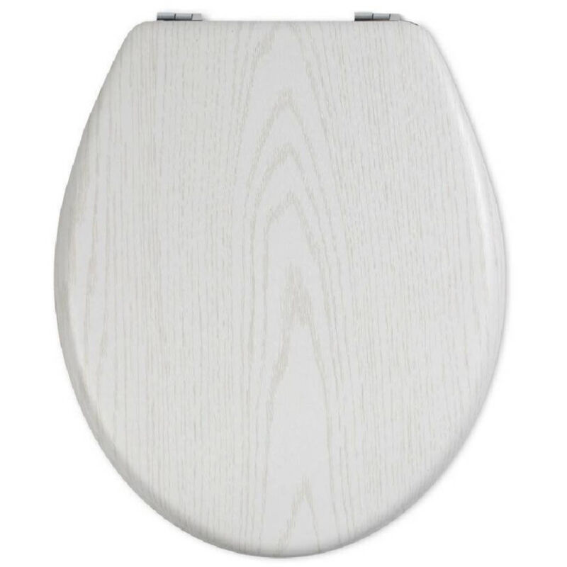 foto del prodotto trade shop traesio copriwater universale in legno mdf resistente con stampa legno bianco cerniere 3,5
