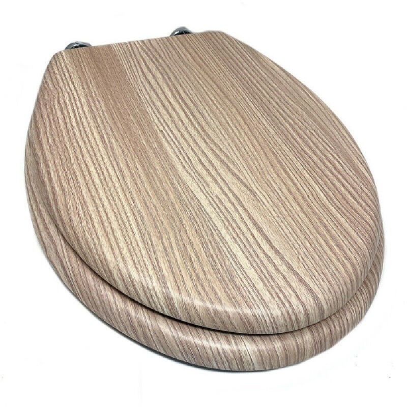 foto del prodotto trade shop traesio copriwater universale serigrafato tavoletta wc legno rovere mdf cerniere 44x36cm 3,5