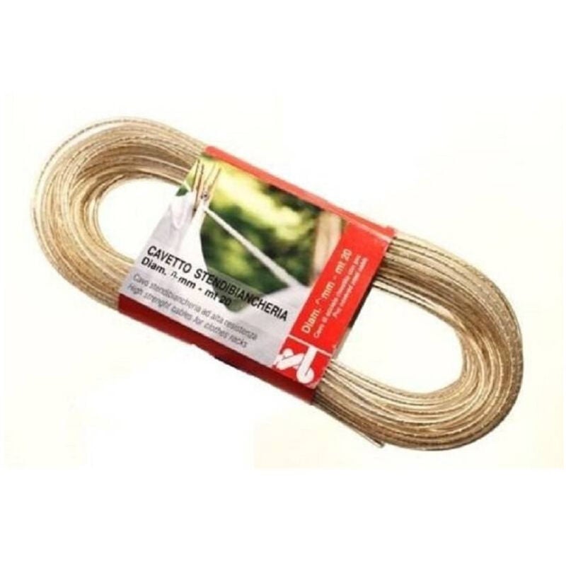 foto del prodotto trade shop traesio corda stendibiancheria 20mt 3mm diametro bucato panni acciaio plastificato cavo 