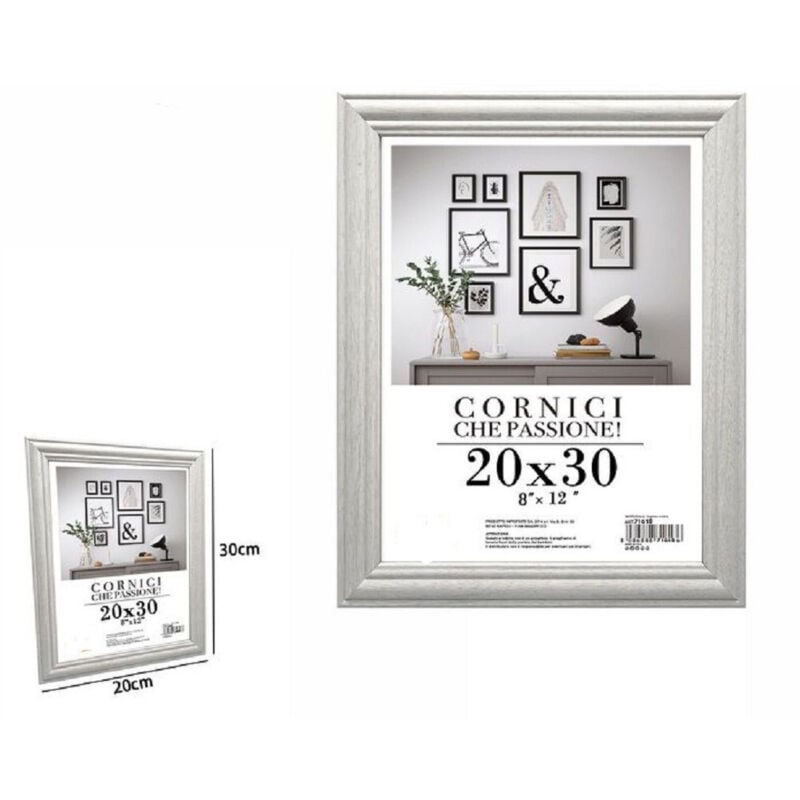 foto del prodotto trade shop traesio - cornice fotografie quadri tele poster portafoto 20 x 30 cm modello silver 71618 -