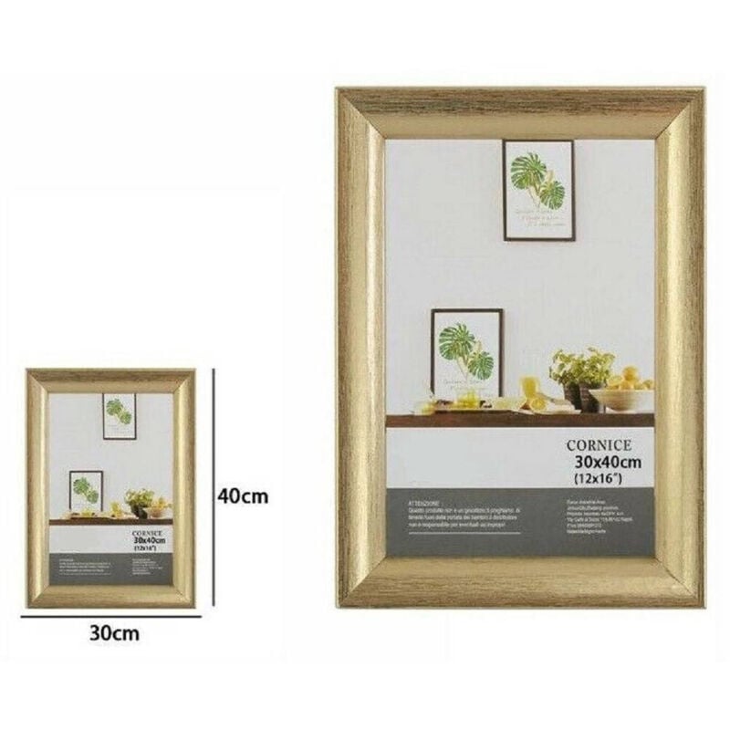 foto del prodotto trade shop traesio - cornice per foto fotografie quadri tele dimensioni 30 x 40cm dorata portafoto -