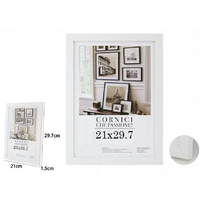 foto del prodotto trade shop traesio cornice per foto fotografie quadri tele poster portafoto 21x29.7 cm bianca 63150 