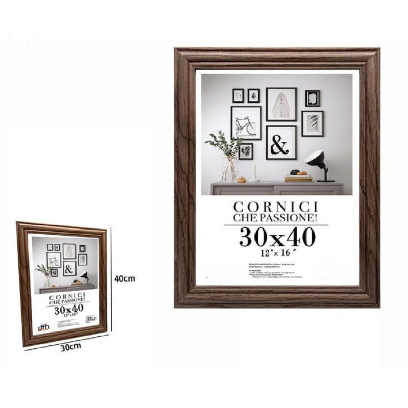 foto del prodotto trade shop traesio - cornice per foto porta fotografie quadri tele 30x40 cm modello legno scuro 71639 -