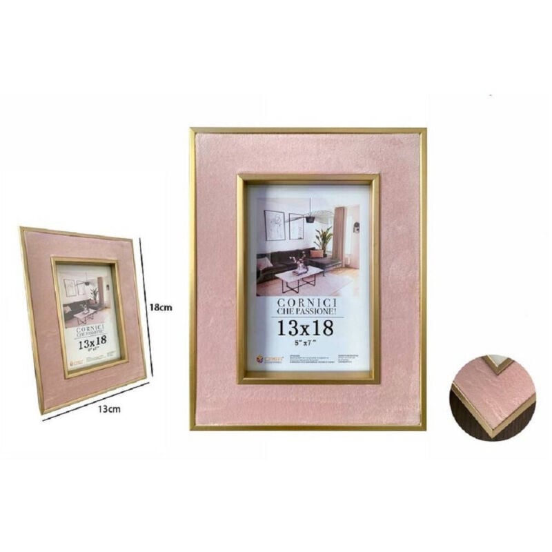 foto del prodotto trade shop traesio cornice per foto portafoto poster quadri tele 13 x 18cm rosa con bordi oro 70316 