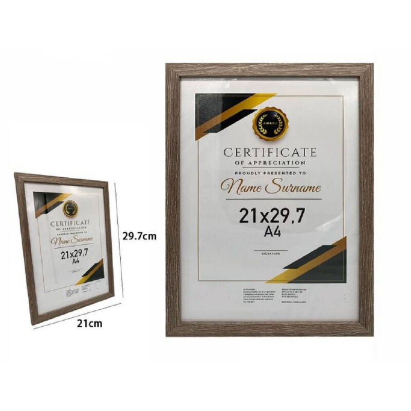 foto del prodotto trade shop traesio - cornice per foto quadri tele portafoto a4 21 x 29.7 cm modello legno scuro 70780 -