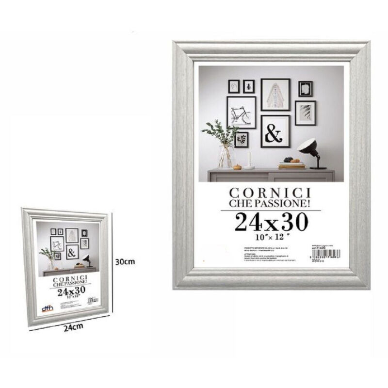 foto del prodotto trade shop traesio - cornice per fotografie quadri tele poster portafoto 24x30cm modello silver 71620 -