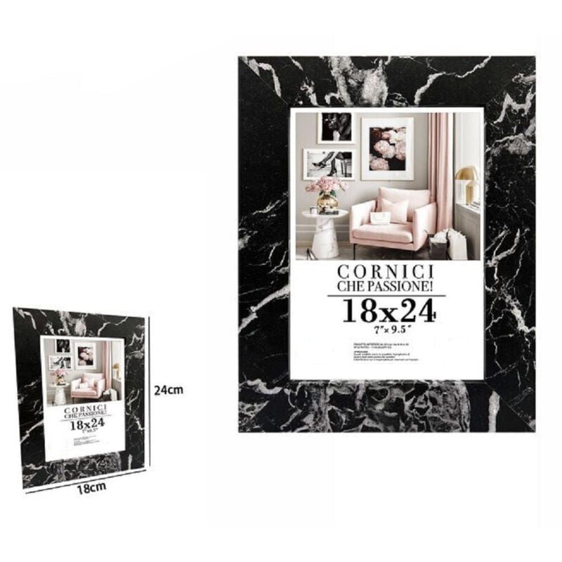 foto del prodotto trade shop traesio cornice porta foto quadri tele poster 18 x 24cm modello effetto marmo nero 71670 