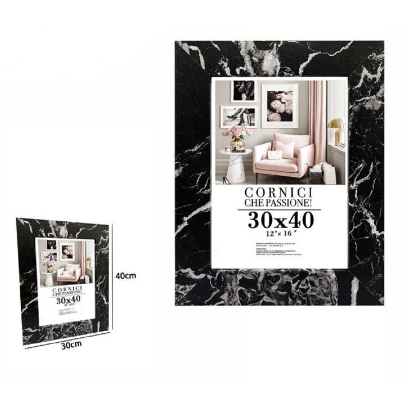 foto del prodotto trade shop traesio cornice porta foto quadri tele poster 30 x 40cm modello effetto marmo nero 71675 