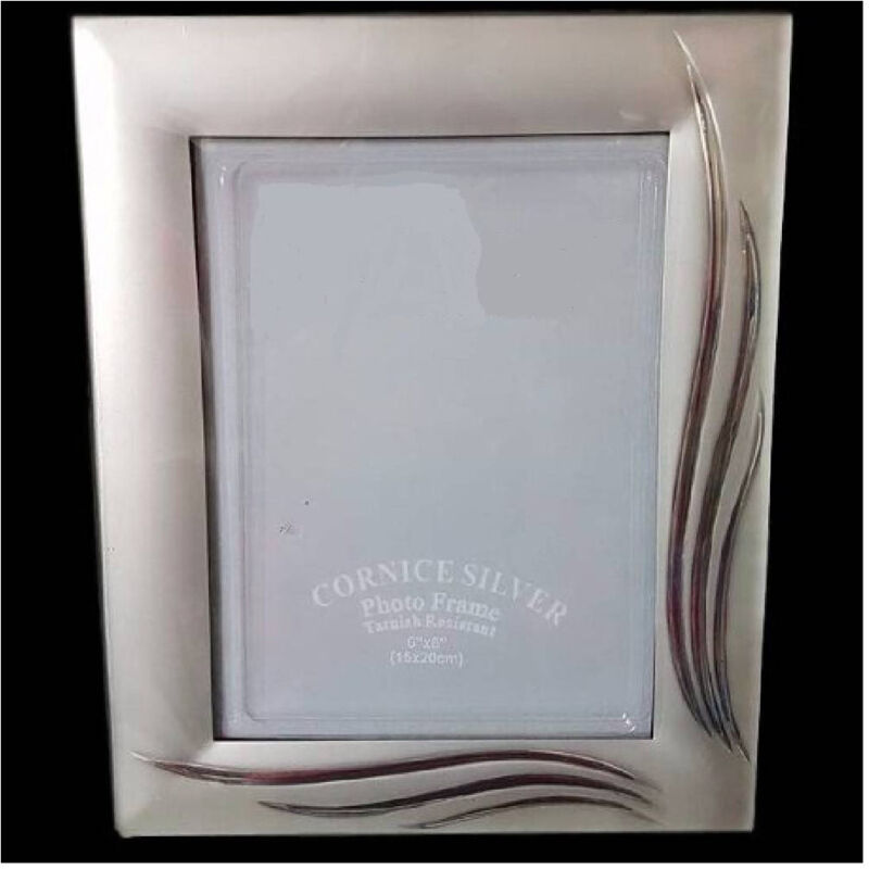 foto del prodotto trade shop traesio - cornice portafoto porta foto fotografia 15x20cm silver foglie effetto satinato -