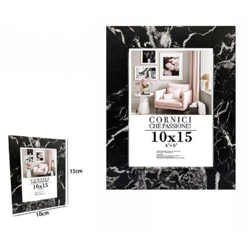 foto del prodotto trade shop traesio cornice portafoto quadri tele poster 10 x 15 cm modello effetto marmo nero 71667 