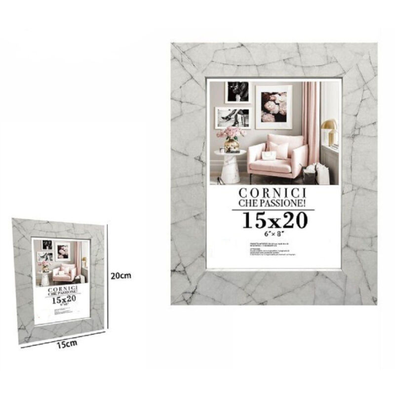 foto del prodotto trade shop traesio cornice portafoto quadri tele poster 15x20 cm modello effetto marmo bianco 71651 