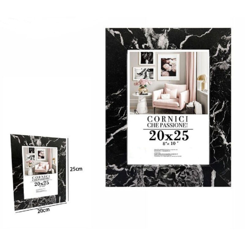 foto del prodotto trade shop traesio cornice portafoto quadri tele poster 20 x 25 cm modello effetto marmo nero 71671 