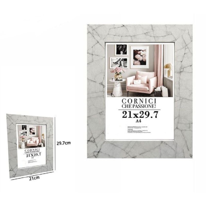 foto del prodotto trade shop traesio cornice portafoto quadri tele poster 21x29.7cm modello effetto marmo bianco 71655 