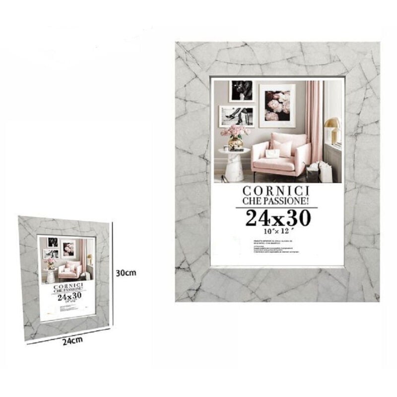foto del prodotto trade shop traesio cornice portafoto quadri tele poster 24x30 cm modello effetto marmo bianco 71656 