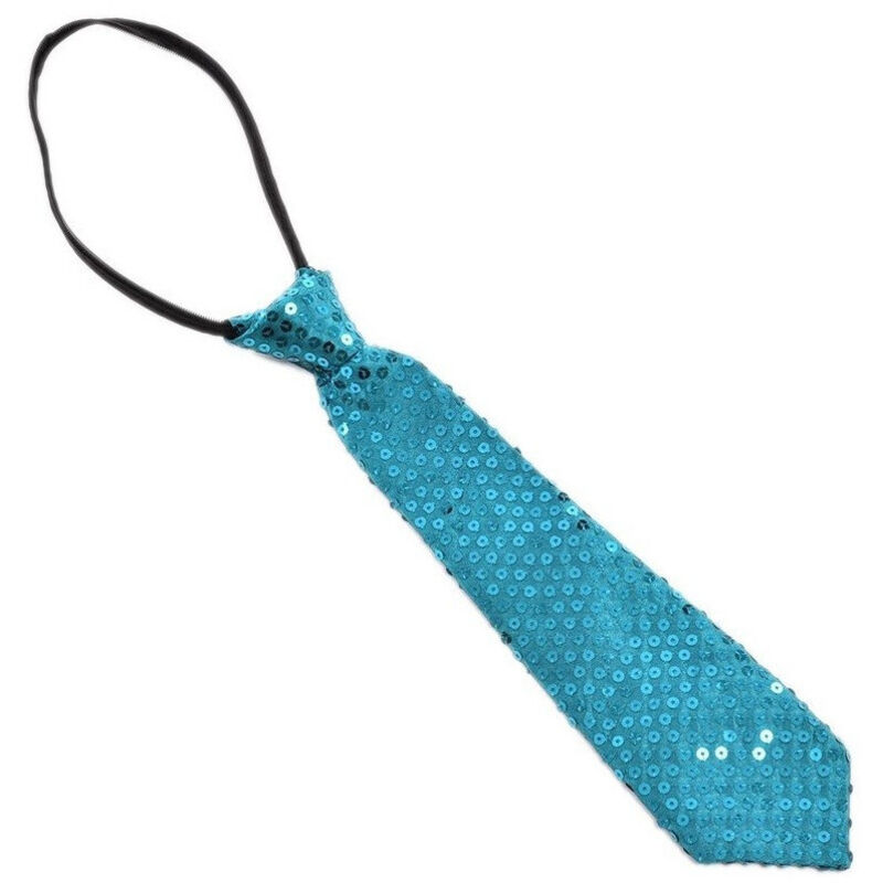 foto del prodotto trade shop traesio cravatta paillettes azzurro teatro paillette raso cravattino frack festa ballo 