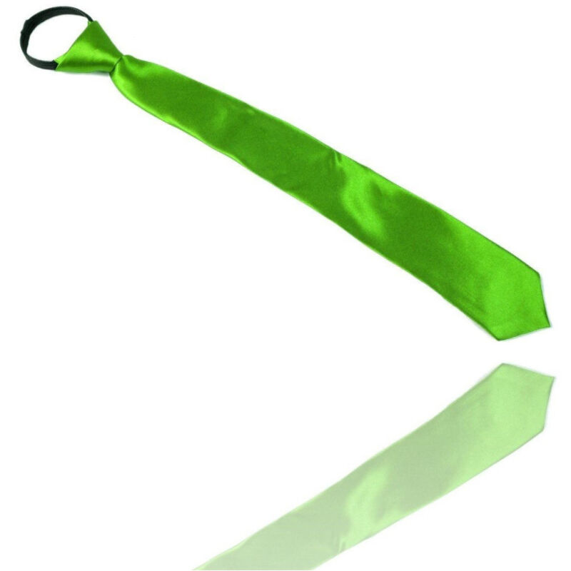 foto del prodotto trade shop traesio cravatta seta raso verde chiaro zip cravattino frack papillon sottile uomo donna 