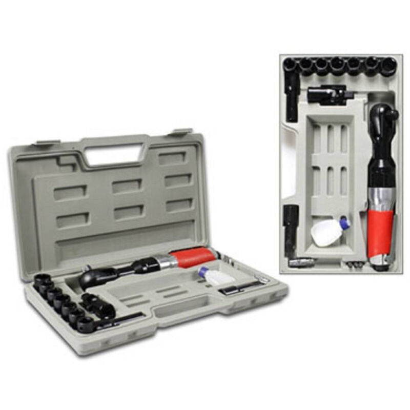 foto del prodotto trade shop traesio cricchetto ad aria compressa chiave reversibile con 15 accessori in valigetta 