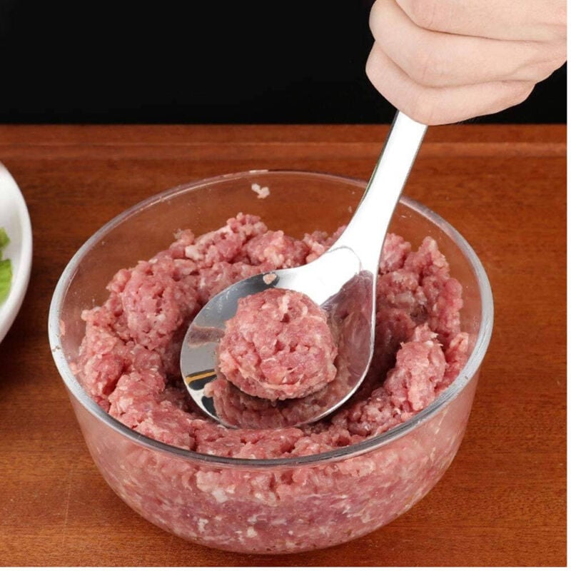 foto del prodotto trade shop traesio - cucchiaio per polpette antiaderente utensile da cucina stampo in acciaio inox -