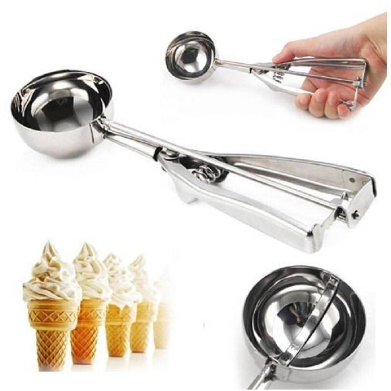 foto del prodotto trade shop traesio cucchiaio porzionatore gelato dosatore palline molla ice cream sfera 6cm acciaio 