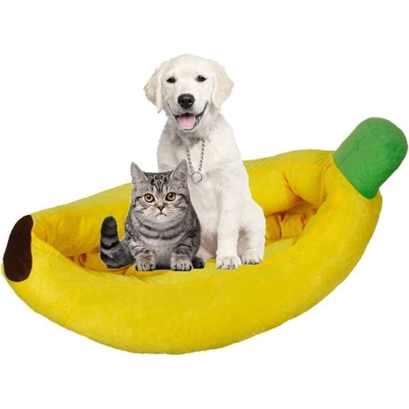 foto del prodotto trade shop traesio cuccia banana letto morbido per gatto cane cuscino inverno peluche nido 70x40cm 