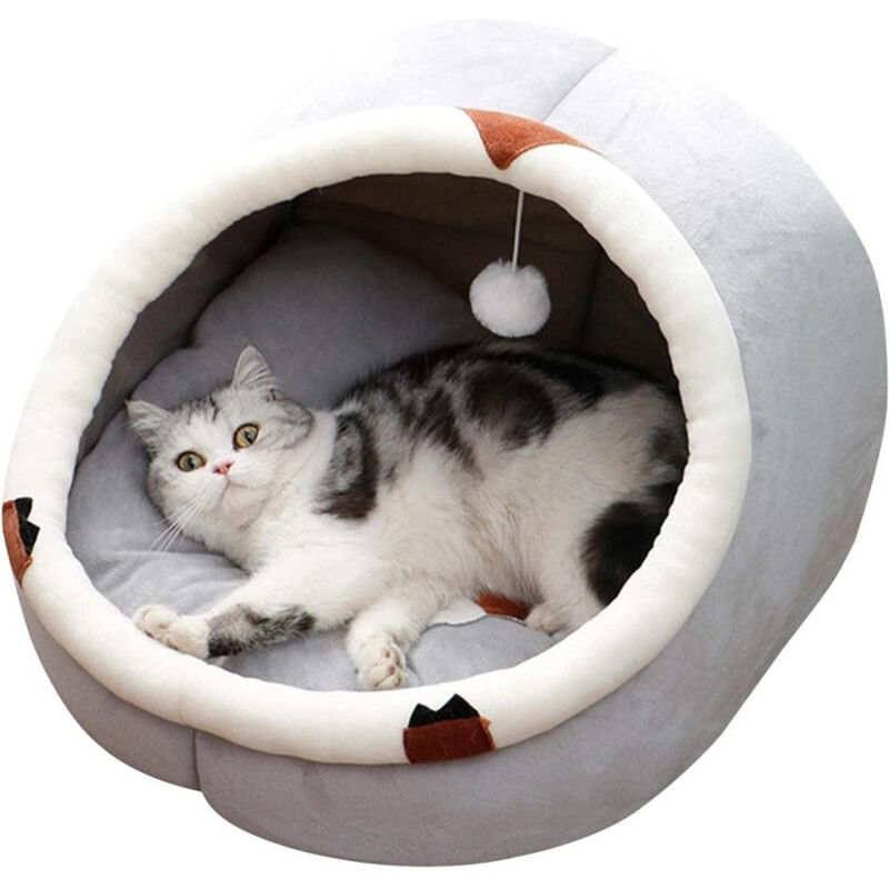 foto del prodotto trade shop traesio cuccia per gatti universale a met chiuso con morbido cuscino interno tg.m 