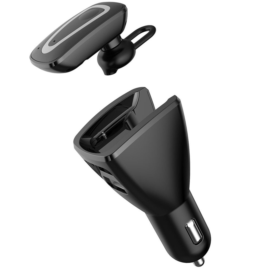 foto del prodotto trade shop traesio cuffia auricolare bluetooth v4.0 universale caricatore auto presa accendisigari 